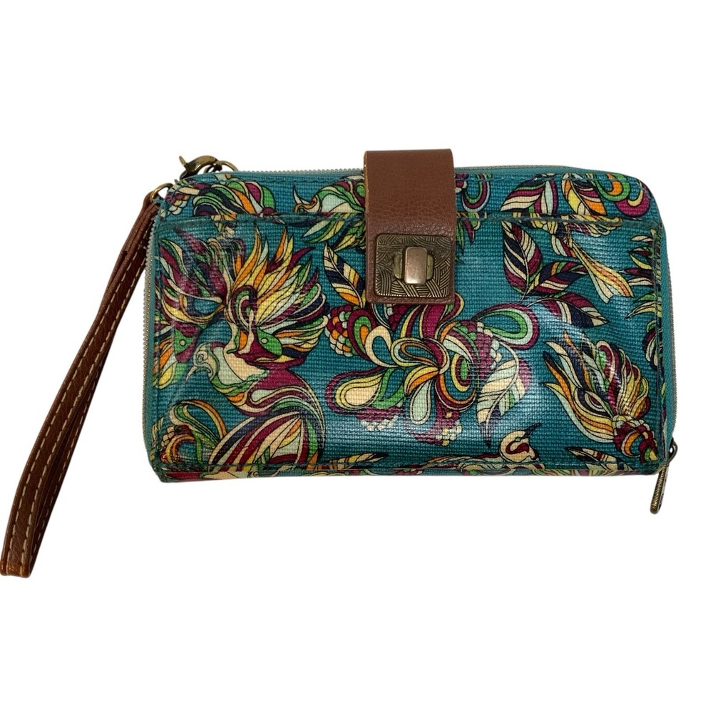 Sakroots Artist Circle Birds‎ Of Paradise Wallet Wristlet Full Zip Feathers